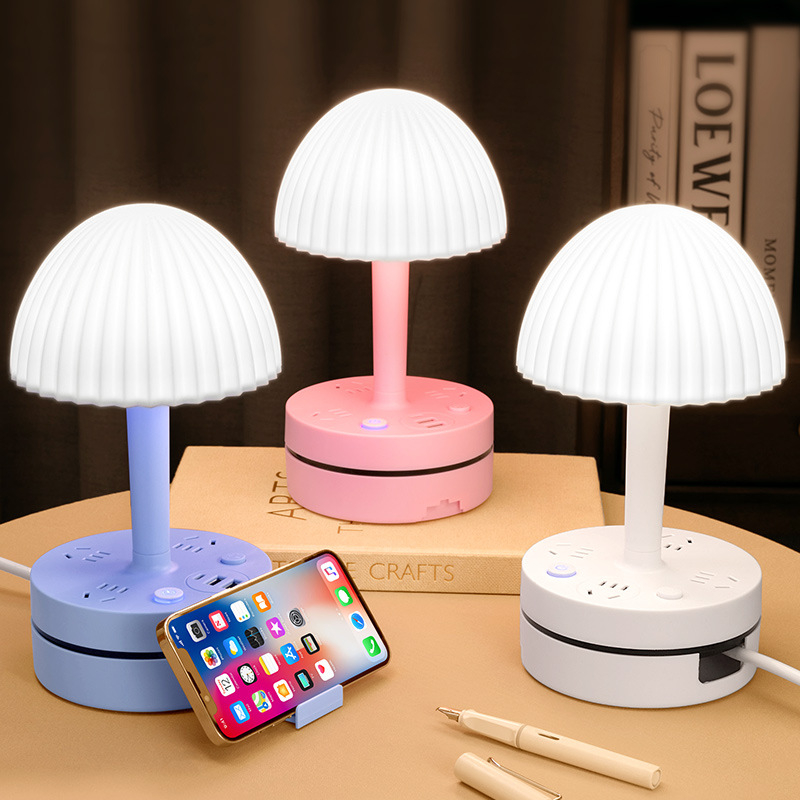 Домашна настолна лампа за бюро и спалня, с нощна светлина и светлина за учене, 220V, CRI 80–89, бутонен превключвател, пластмасово абажурче, захранване от контакт, модерен минималистичен стил