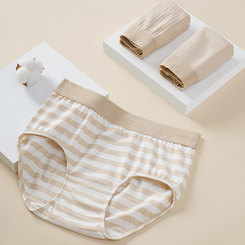 Памучни безшевни дамски бикини с висока талия, дишащи и антибактериални