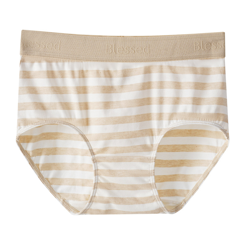 Памучни безшевни дамски бикини с висока талия, дишащи и антибактериални