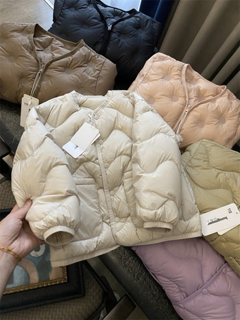 Детско леко пухено яке, унисекс, пълнеж бял гъши пух, есенно-зимно, кръгло деколте, свободна кройка