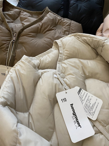 Детско леко пухено яке, унисекс, пълнеж бял гъши пух, есенно-зимно, кръгло деколте, свободна кройка