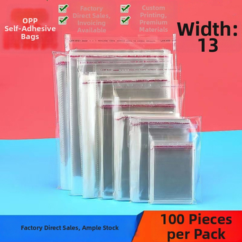 Geantă autoadezivă OPP, transparentă, îngroșată, cu logo tipărit, pungă de ambalare din plastic pentru bijuterii, haine și măști