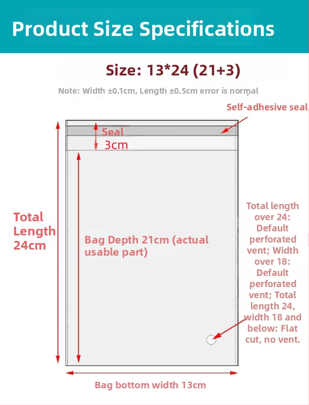 Geantă autoadezivă OPP, transparentă, îngroșată, cu logo tipărit, pungă de ambalare din plastic pentru bijuterii, haine și măști