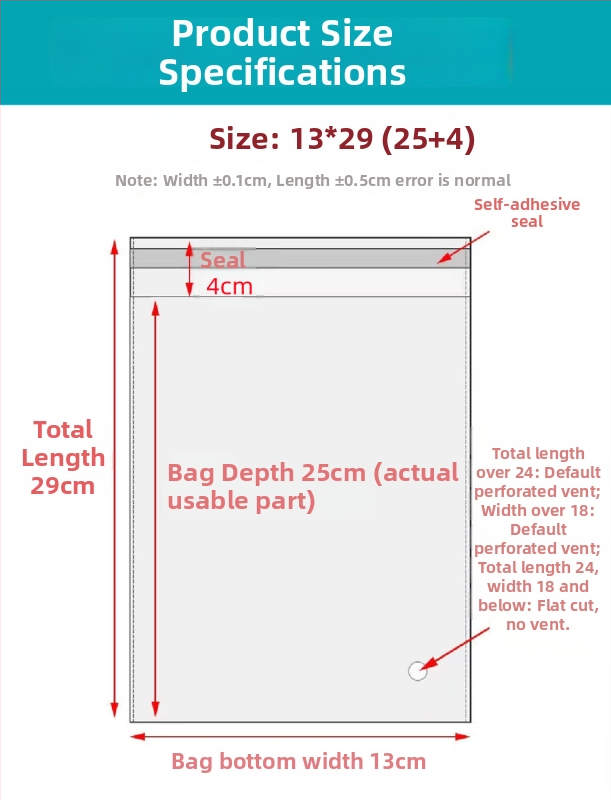 Geantă autoadezivă OPP, transparentă, îngroșată, cu logo tipărit, pungă de ambalare din plastic pentru bijuterii, haine și măști