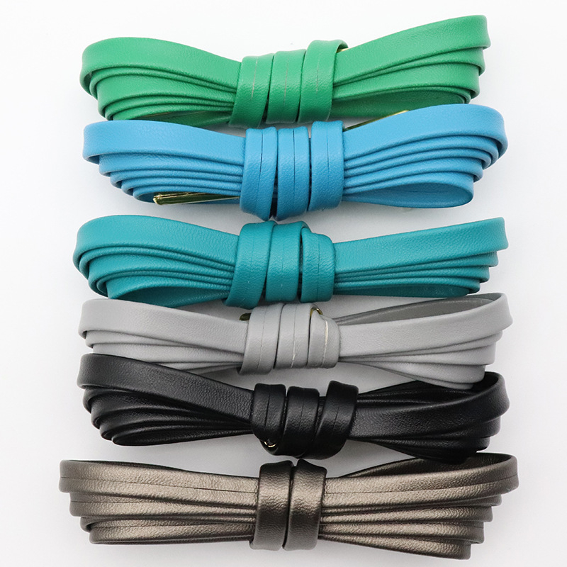 Kulogin επίπεδες κορδόνια PU δέρμα, συμβατά με Air Force 1 sneakers, κομψές υφές δέρματος με μεταλλικά άκρα