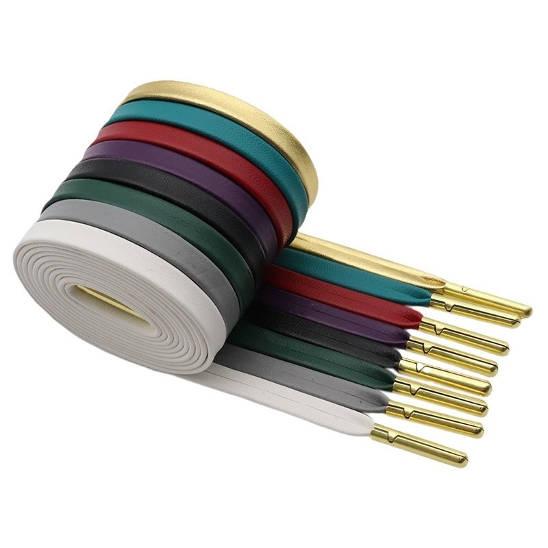 Kulogin επίπεδες κορδόνια PU δέρμα, συμβατά με Air Force 1 sneakers, κομψές υφές δέρματος με μεταλλικά άκρα