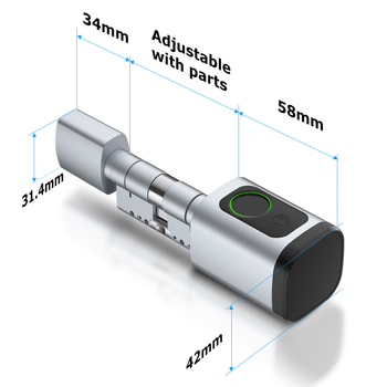 Κύλινδρος έξυπνης κλειδαριάς με Bluetooth, αναγνώριση δακτυλικού αποτυπώματος, κωδικό πρόσβασης και ανάγνωση κάρτας — Προέλευση: Γκουανγκντόνγκ, Κίνα