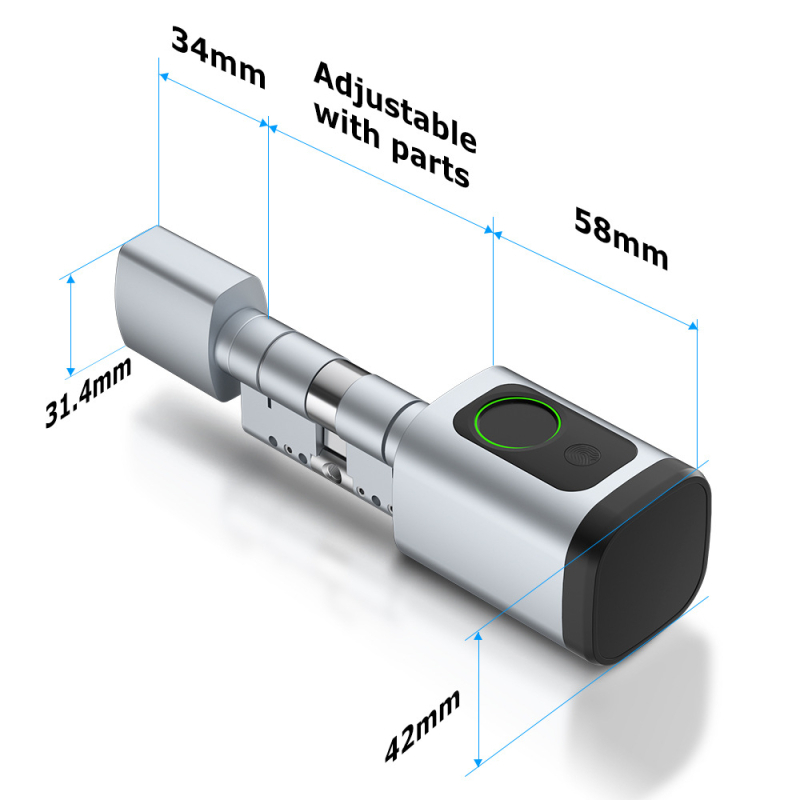 Κύλινδρος έξυπνης κλειδαριάς με Bluetooth, αναγνώριση δακτυλικού αποτυπώματος, κωδικό πρόσβασης και ανάγνωση κάρτας — Προέλευση: Γκουανγκντόνγκ, Κίνα