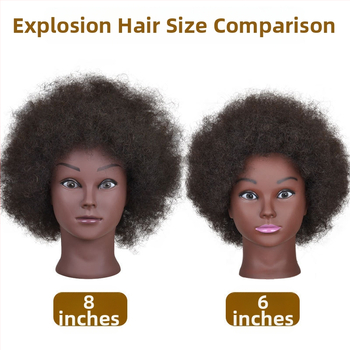 Cap de instruire cu piele închisă la culoare și păr natural, păr lung drept cu breton lateral, potrivit pentru vopsire și stilizare