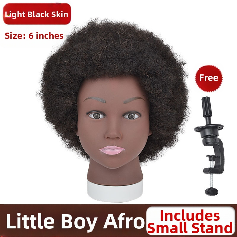 Cap de instruire cu piele închisă la culoare și păr natural, păr lung drept cu breton lateral, potrivit pentru vopsire și stilizare