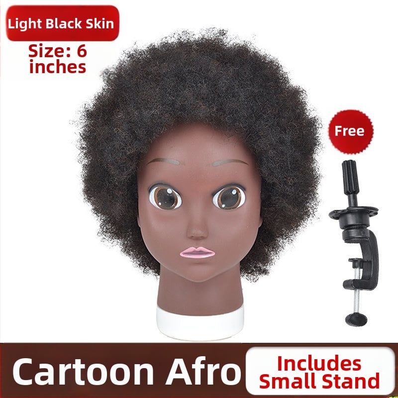 Cap de instruire cu piele închisă la culoare și păr natural, păr lung drept cu breton lateral, potrivit pentru vopsire și stilizare