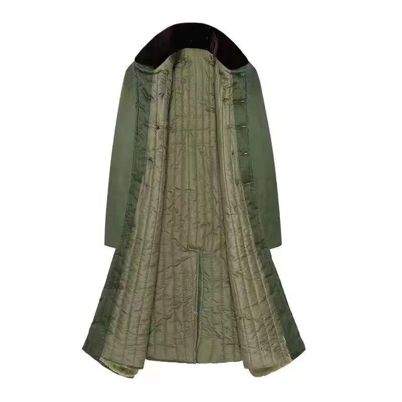 Zimski kaput od pamuka s fleksi podstavom, kapuljačom, dugačak kroj, punilo od pamuka, jednoredno zatvaranje, za odrasle muškarce.