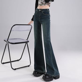 Ženske traperice s izšivanjem – denim, visok pas, blago širše, retro stil, zima 2024