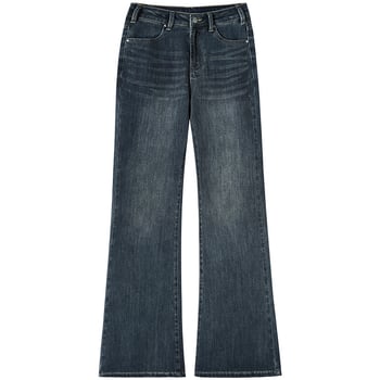 Ženske traperice s izšivanjem – denim, visok pas, blago širše, retro stil, zima 2024