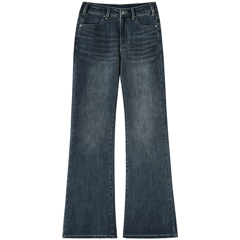 Ženske traperice s izšivanjem – denim, visok pas, blago širše, retro stil, zima 2024