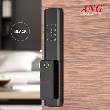 Zăvor inteligent pentru ușă de intrare cu amprentă și parolă, model Q3 (stocare amprente 50; peste 30.000 de deblocări; timp de scanare <1 s; rată de acceptare falsă 0,01%)