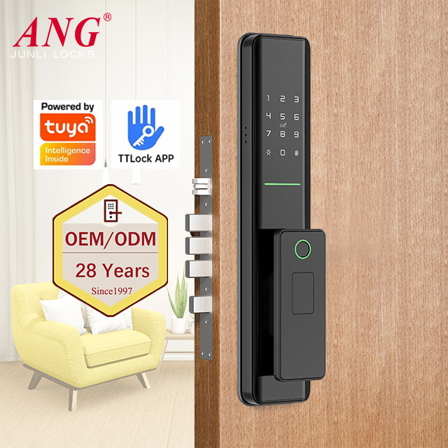 Zăvor inteligent pentru ușă de intrare cu amprentă și parolă, model Q3 (stocare amprente 50; peste 30.000 de deblocări; timp de scanare <1 s; rată de acceptare falsă 0,01%)