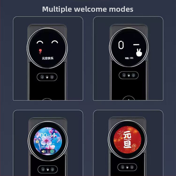 Lacăt inteligent pentru ușă cu AI multilingv, recunoaștere facială și a venelor palmei, acces prin amprentă, control de la distanță, ecran dual HD