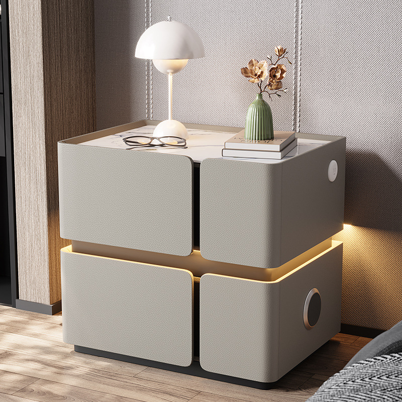 Κομοδίνο σκανδιναβικού στυλ, επιφάνεια από πέτρα, πολυλειτουργικό, πλήρως συναρμολογημένο, για υπνοδωμάτιο