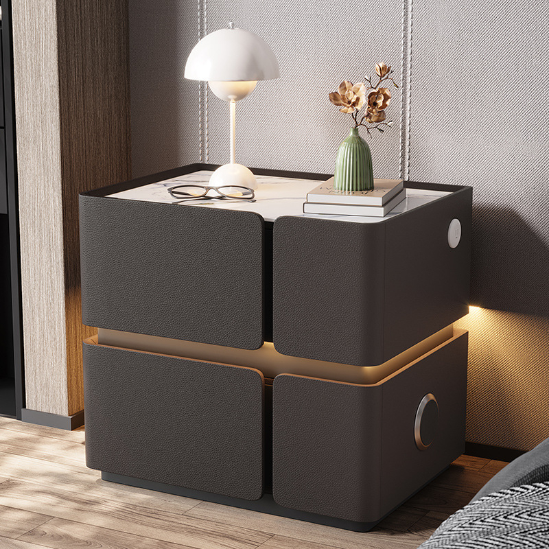 Κομοδίνο σκανδιναβικού στυλ, επιφάνεια από πέτρα, πολυλειτουργικό, πλήρως συναρμολογημένο, για υπνοδωμάτιο