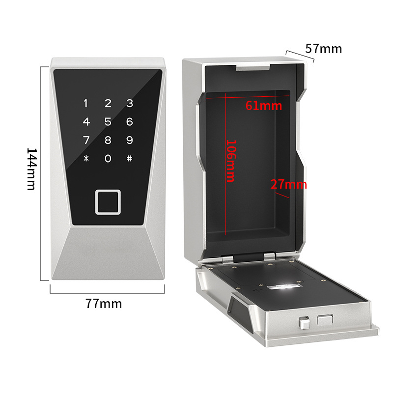 Cutie inteligentă pentru chei cu amprentă și parolă, buton tactil, carcasă din aliaj de aluminiu, model CH-931-2, distanța tijelor de încuietoare 25 mm, potrivită pentru curți, birouri, pensiuni și locuințe