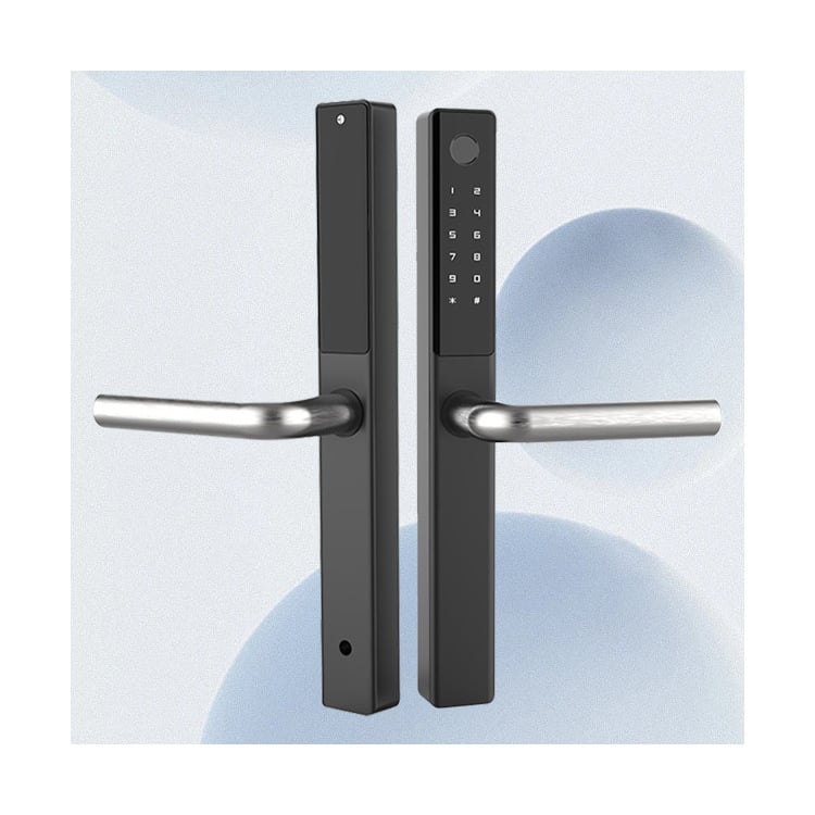 Încuietoare inteligentă din aluminiu de tip spațial, acces prin amprentă și parolă, pentru interior și exterior, model D6, durată de viață 100.000 de cicluri