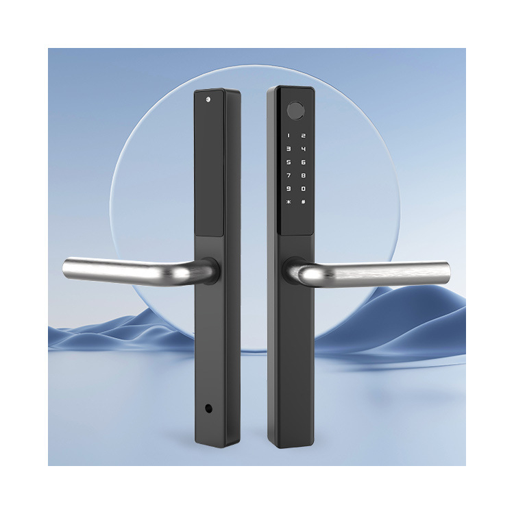 Încuietoare inteligentă din aluminiu de tip spațial, acces prin amprentă și parolă, pentru interior și exterior, model D6, durată de viață 100.000 de cicluri