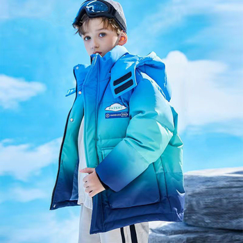 Παιδικό χειμερινό παλτό με πούπουλο-βαμβάκι, κουκούλα, παχύτερο ζεστό επενδυμένο μπουφάν για αγόρια άνω των 8 ετών (ύψος πάνω από 140 cm)