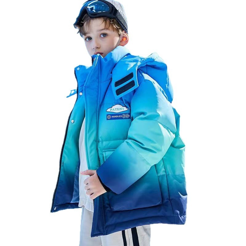 Παιδικό χειμερινό παλτό με πούπουλο-βαμβάκι, κουκούλα, παχύτερο ζεστό επενδυμένο μπουφάν για αγόρια άνω των 8 ετών (ύψος πάνω από 140 cm)