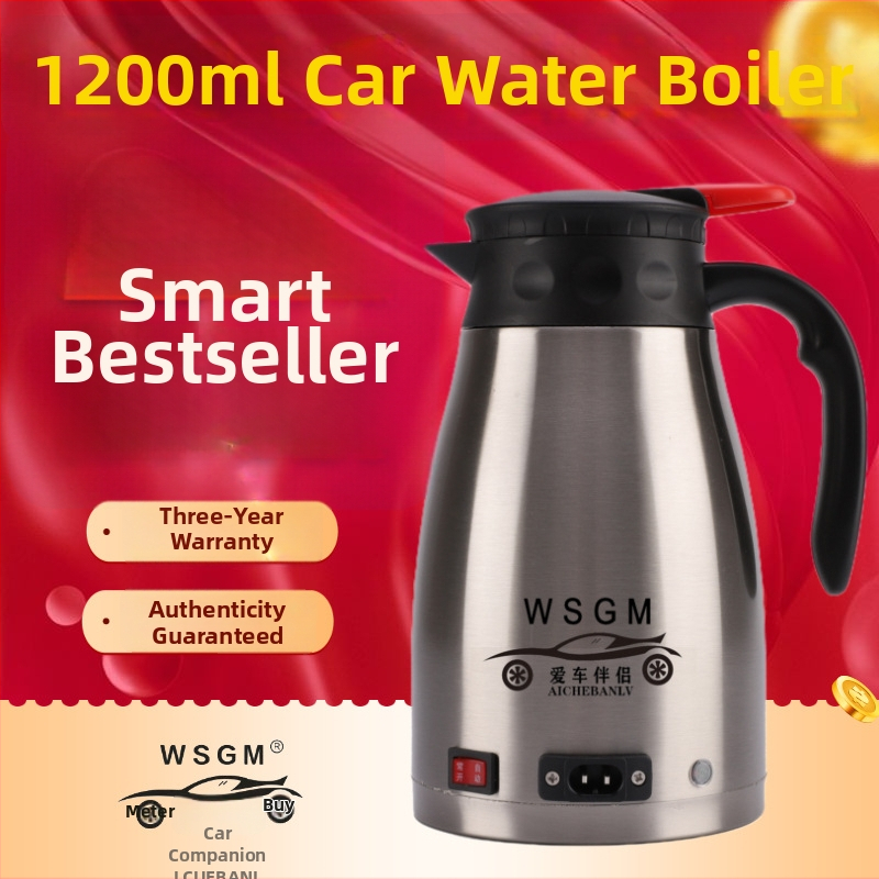 Autóba szerelt elektromos vízforraló, nagy kapacitású, duplafalú 304 rozsdamentes acélból, 12V/24V, hordozható forróvíz-forraló, teához és kávéhoz