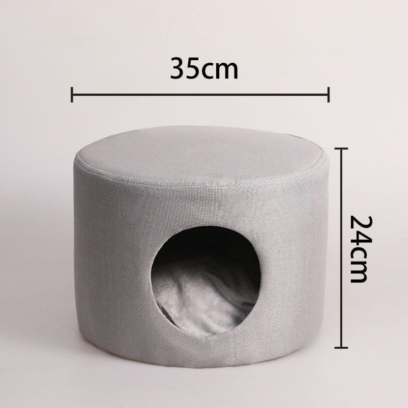 Φωλιά γάτας και κλειστή κατοικία με ενσωματωμένο σκαμνάκι – ξύλινο