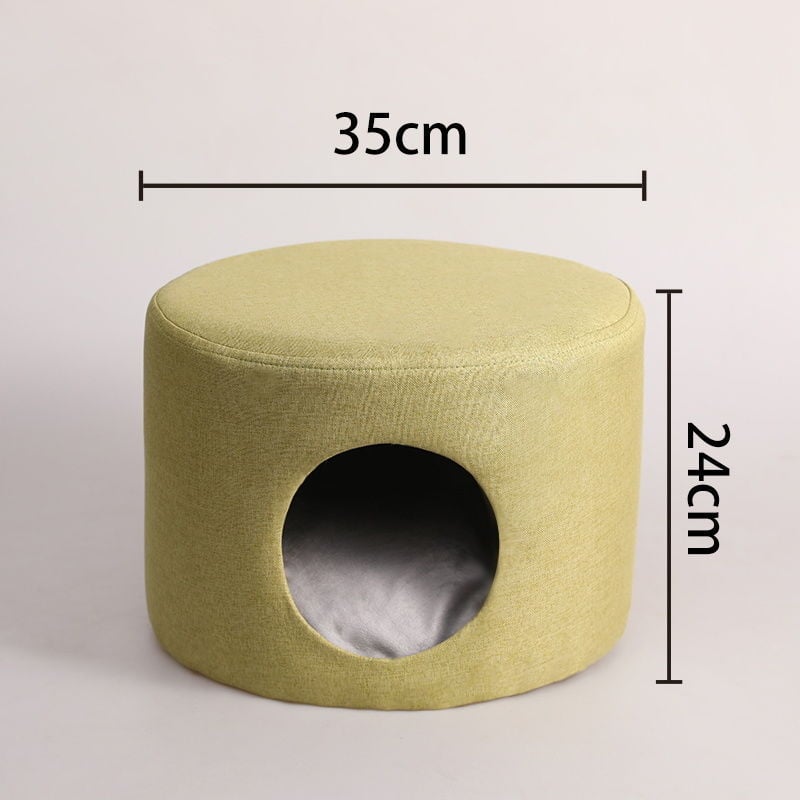 Φωλιά γάτας και κλειστή κατοικία με ενσωματωμένο σκαμνάκι – ξύλινο