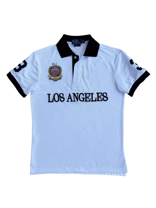 Πόλο πουκάμισο με κέντημα, σειρά Ευρωπαϊκών και Αμερικανικών πόλεων, κοντό μανίκι, φαρδιά γραμμή, καλοκαιρινό καθημερινό στυλ