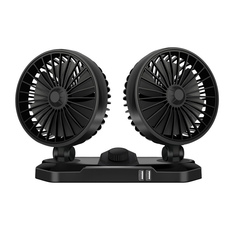 Automobilski ventilator s dvostrukim USB punjenjem, 12V/24V, za kamione, dvostruke rotirajuće glave