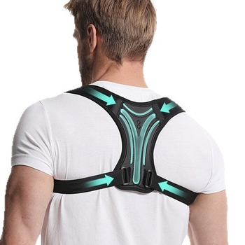 Pojas za korekciju kifoze, nevidljivi unutarnji sloj, dizajn s otvorenim ramenima, model D8, Smoked Ebel