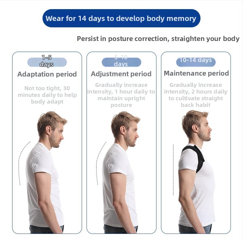 Pojas za korekciju kifoze, nevidljivi unutarnji sloj, dizajn s otvorenim ramenima, model D8, Smoked Ebel