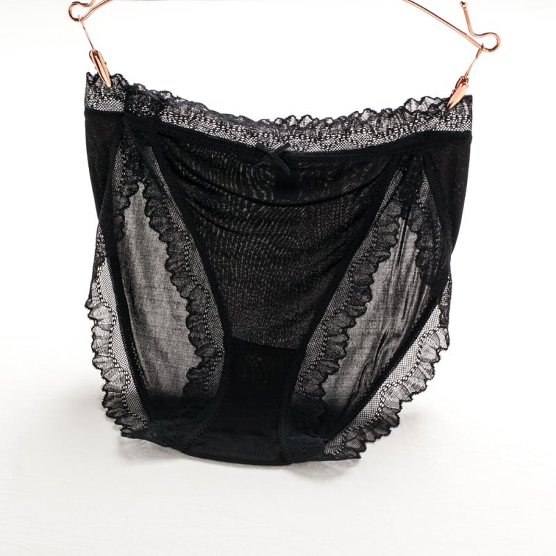 Chiloți pentru femei din mătase mulberry, talie medie, culoare solidă, căptușeală 100% mătase, țesătură tricotată