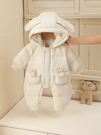 Detský zimný overal s kačacím páperím 95%, unisex, s pevnou kapucňou, pre novorodencov