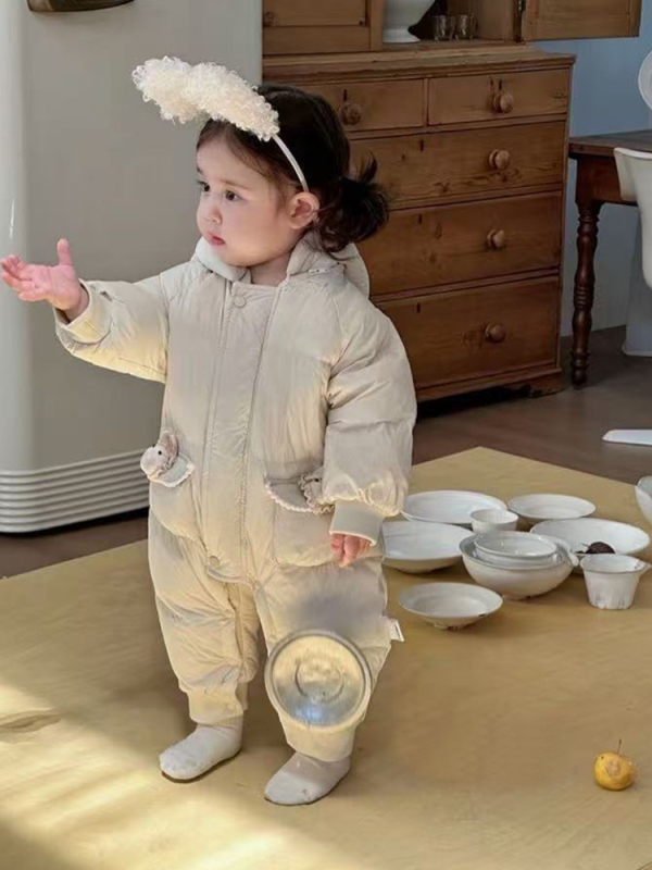 Detský zimný overal s kačacím páperím 95%, unisex, s pevnou kapucňou, pre novorodencov