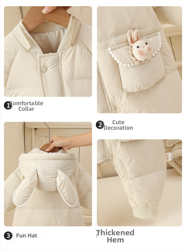 Detský zimný overal s kačacím páperím 95%, unisex, s pevnou kapucňou, pre novorodencov