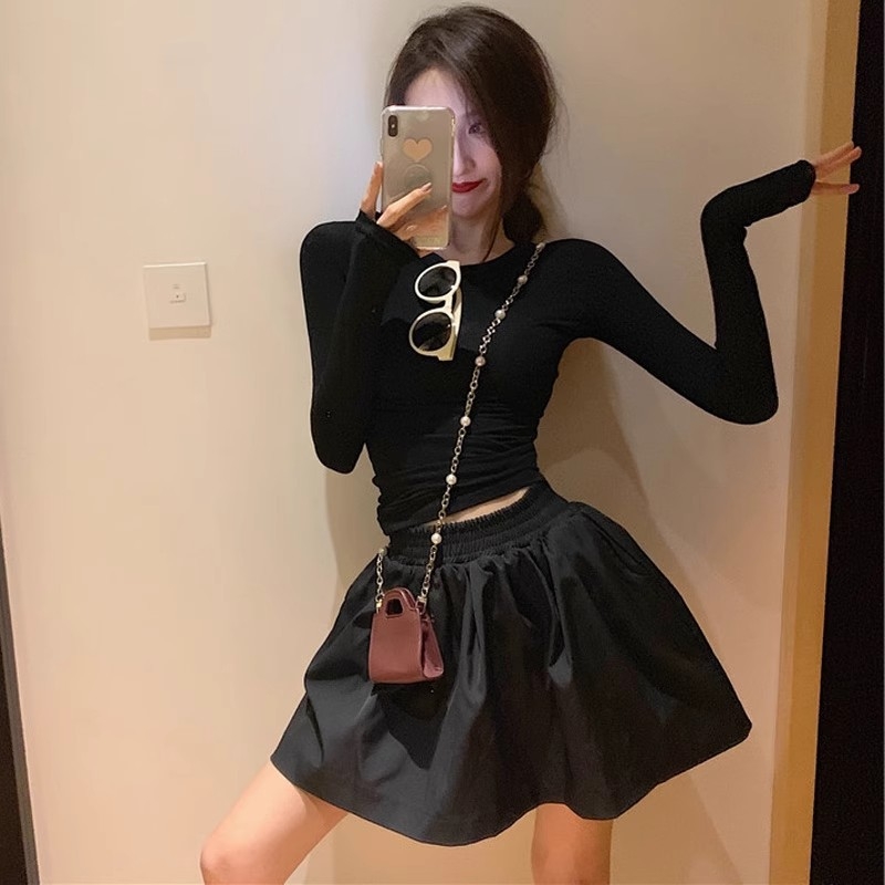 Ženska majica s dugim rukavima, slim fit, okrugli izrez, jednobojna, Modal-Spandex materijal