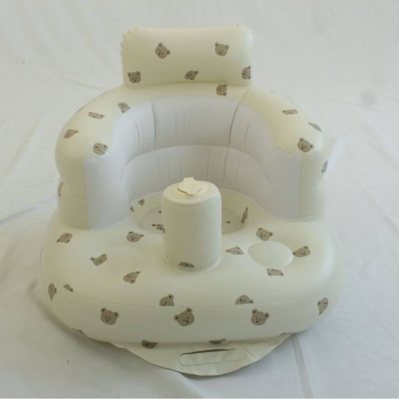 Baba számára felfújható tanuló szék, környezetbarát PVC, kis medve fej stílus, PVC 0.28 mm vastagság