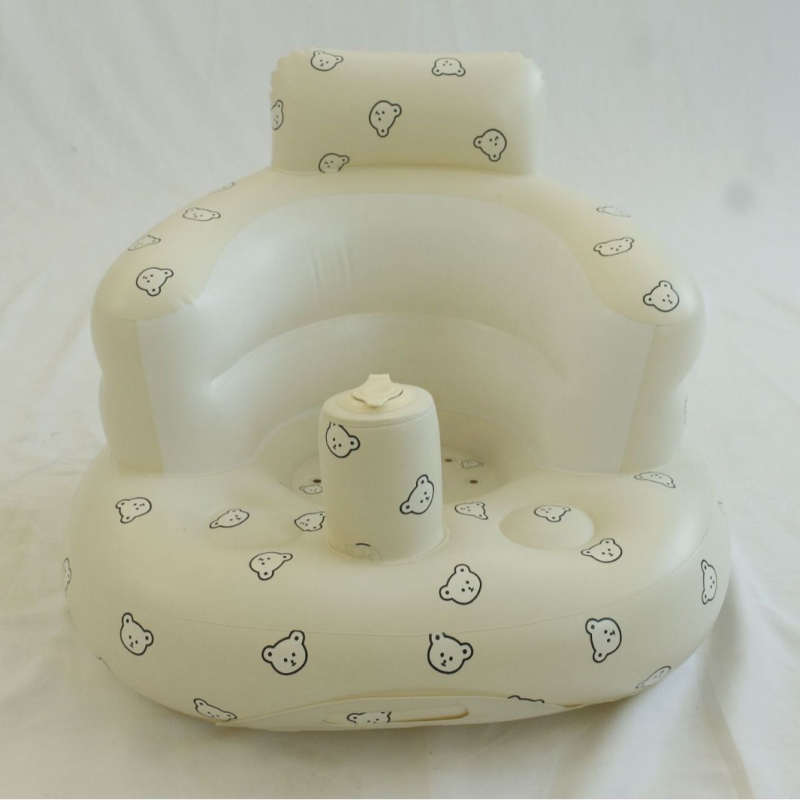 Baba számára felfújható tanuló szék, környezetbarát PVC, kis medve fej stílus, PVC 0.28 mm vastagság