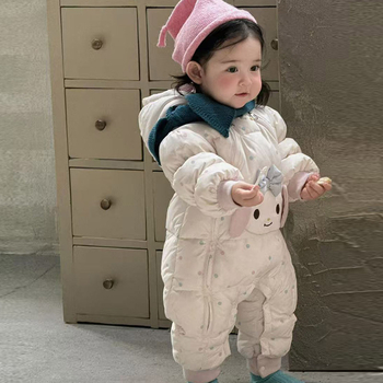 Detská zimná kombinéza s páperovou výplňou, dievčenská verzia, korejský štýl, dlhé rukávy, 86–90% páperie