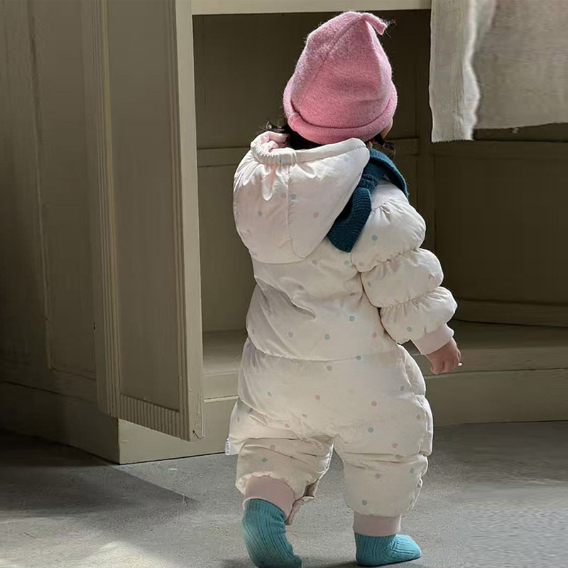 Detská zimná kombinéza s páperovou výplňou, dievčenská verzia, korejský štýl, dlhé rukávy, 86–90% páperie