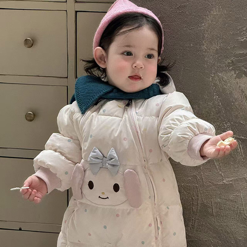 Detská zimná kombinéza s páperovou výplňou, dievčenská verzia, korejský štýl, dlhé rukávy, 86–90% páperie