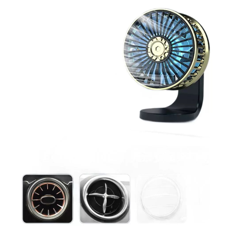 Automobilski ventilator F210 USB, dvostruki motor, 5V, ABS + pločica s obvodom, za automobil i kućnu upotrebu