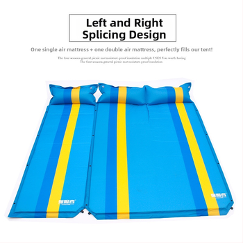 Explorer Spojiteľná PVC automatická nafukovacia karimatka na kempovanie – dvojlôžko alebo jednolôžko, 210T pongee PVC, 2.5 kg, nosnosť 500 kg