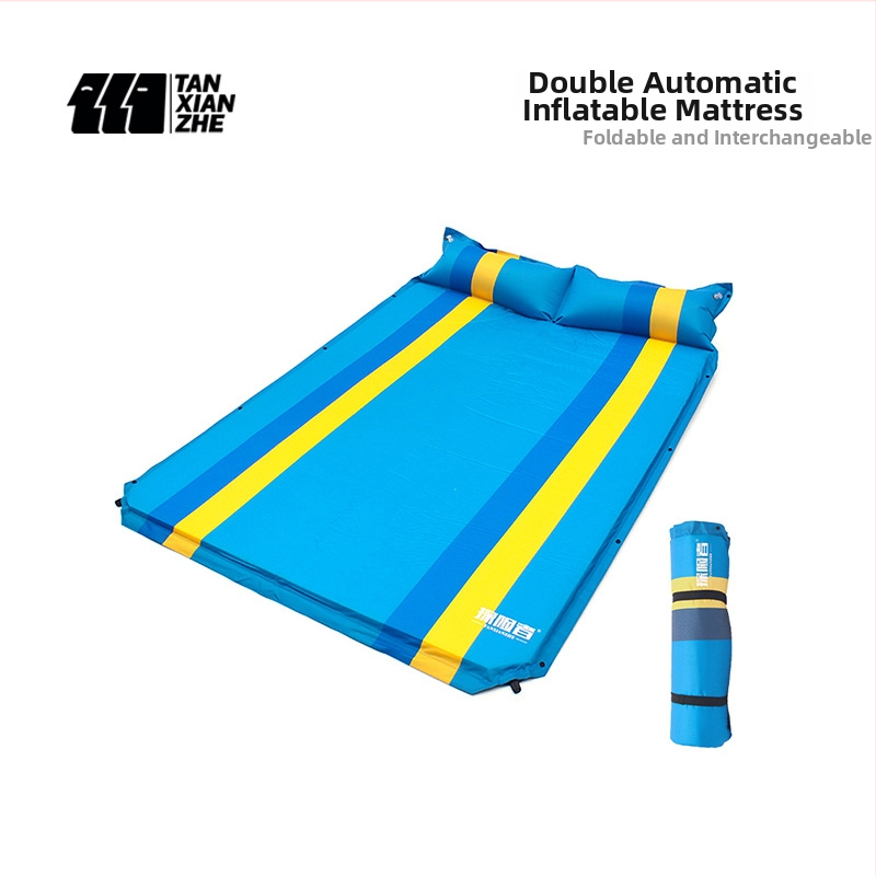 Explorer Spojiteľná PVC automatická nafukovacia karimatka na kempovanie – dvojlôžko alebo jednolôžko, 210T pongee PVC, 2.5 kg, nosnosť 500 kg