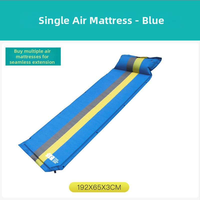 Explorer Spojiteľná PVC automatická nafukovacia karimatka na kempovanie – dvojlôžko alebo jednolôžko, 210T pongee PVC, 2.5 kg, nosnosť 500 kg